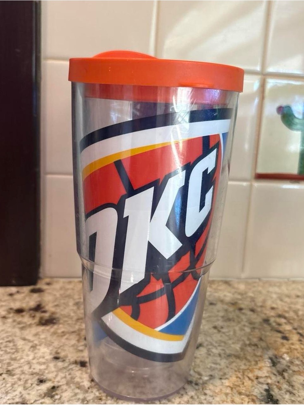 OKC Thunder Clear Tumbler with Orange Lid